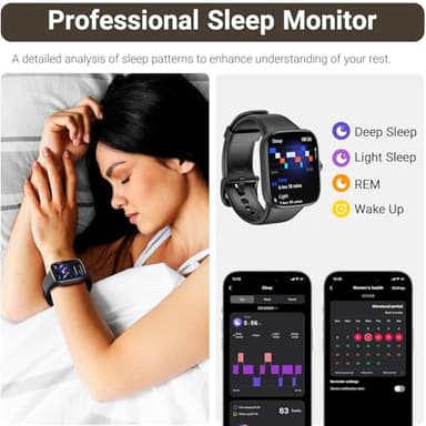 TOZO AMOLED S7 Smart Watch Bluetooth Call 1.85 Inch Ultra HD Screen, Dynamic Dials Messages Push 100+ Sports Modes, Detect Human Health Sleep Monitor with High Battery Life, Touch Function - Image 2
