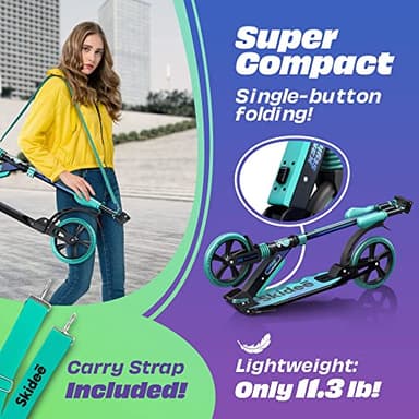 Skidee Kick Scooters for Kids 8-12 - Adjustable Height Up to 41", Foldable, 8" Shock-Absorbing Wheels, 220LBS Capacity - Ultra Smooth Kick Scooter for Adults, Teens & Kids – Lightweight & Portable - Image 5