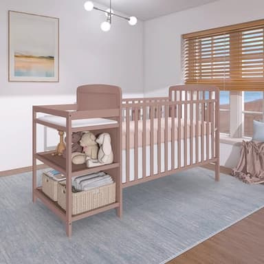 Dream On Me Anna 4 in 1 Full Size Crib and Changing Table Combo in Brown Sugar, Greenguard & JPMA Certified, Converts from Baby Crib to Toddler Bed and Day Bed - Image 9