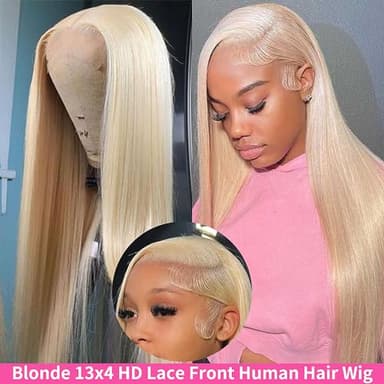 GZX 30 Inch 613 Lace Front Wig Human Hair 13x4 HD Transparent Straight Lace Front Wigs Human Hair 180% Density Glueless Wigs Natural Hairline - Image 3