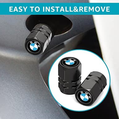 Tire Valve Caps, Valve Stem Caps Fit BMW X1 X3 X7 X5 X6 1 3 5 6 Series Z4 7 M Series, Alloy Car Tire Caps for Corrosion Resistant Leak-Proof Car Accessories, Black - Image 2