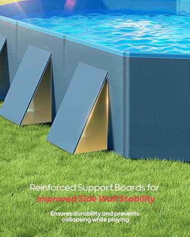 Peteast Foldable Dog Pool with Sturdy Square Design, Durable 82" Lx46 Wx12 D Extra Large Portable Pet Bathtub with Reinforced Sidewalls for Stability, Ideal for Indoor & Outdoor Use (Blue&Dark Gray) - Image 6