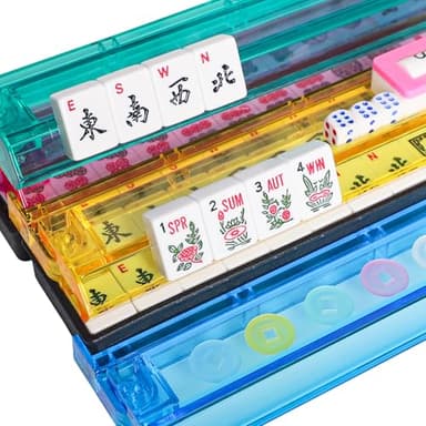 GUSTARIA American Mahjong Game Set, 166 Premium White Tiles, 4 All-in-One Color Rack/Pushers, Classic Complete Mahjong Tile Set with Black Carrying Bag - Image 8