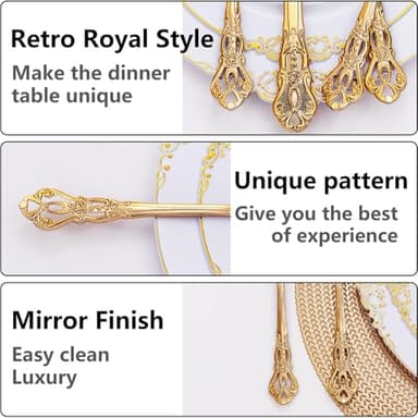 Joyido 300Pieces Gold Plastic Silverware - Heavy Duty Gold Disposable Utensils - Vintage Plastic Cutlery Set Includes 100 Forks, 100 Spoons, 100 Knives for Dinner Parties Weddings - Image 3