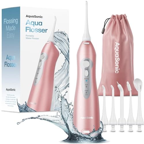 AquaSonic Water Flosser - Cordless Rechargeable Water Flossers for Teeth Cleaning - Waterproof Aqua Flosser, Portable Oral Irrigator for Dental Cleaning with 5 Jet Tips – Braces Home Travel - Image 1
