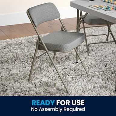 Flash Furniture Hercules Series Metal Folding Chairs with Cushioned Seats, Fabric Upholstered Event Chairs, Set of 2, Gray - Image 8