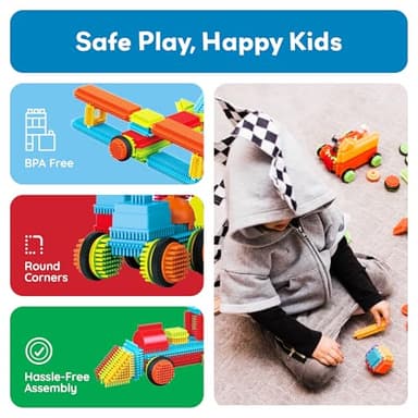 PicassoTiles 120pcs Hedgehog Interlocking Building Blocks Tiles Construction Toy Set Learning Playset STEAM Development Preschool Kindergarten Toy for Kids Age3+ PTB120 - Image 7