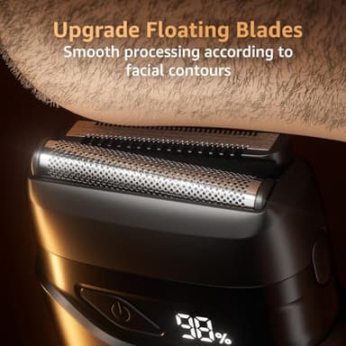 Mbzoey Electric Foil Shavers for Men: Mini Electric Razor for Face - IPX7 Waterproof Cordless Razor with LED Display & Fast Charge - Micro-Comb Technology & Precision Blades - Image 2