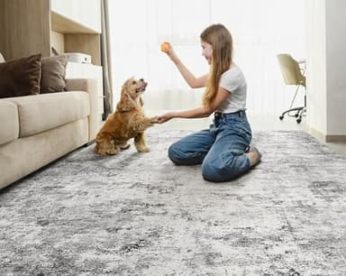 UERMEI 10x12 Area Rug Living Room Rugs - Washable Neutral Modern Abstract Soft Thin Large Rug Indoor Floor No Slip Rug Carpet for Bedroom Under Dining Table Home Office Decor - Grey - Image 3