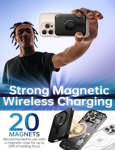 Drmpry Magnetic Portable Charger, 10000mAh Wireless Power Bank with Stand, 22.5W Fast Charging Battery Pack with Built in Cables, Compatible with iPhone 16 15 14 13 12 Samsung S22 S21 Google iPad ect - Image 3