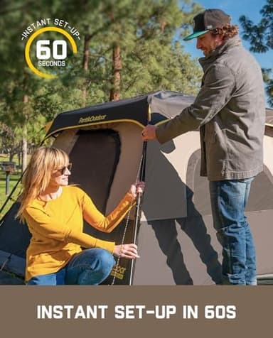 FanttikOutdoor Zeta C6 Pro Camping Tent 6 Person Instant Cabin Tent Setup in 60 Seconds with Rainfly & Windproof Portable with Carry Bag for Family Camping & Hiking, Khaki - Image 3