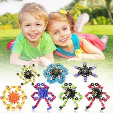 Transformable Fidget Spinners,9PCS Funny Sensory Fidget Toys Adults Deformable Chain DIY Robot Spinner,Fingertip Stress Relief Gyro Toy for Kids, Kids Classroom Prizes - Image 8