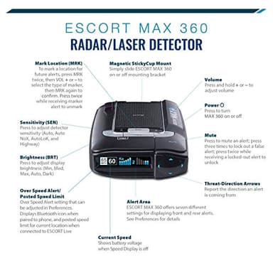 Escort MAX 360 Laser Radar Detector - GPS, Directional Alerts, Dual Antenna Front and Rear, Bluetooth Connectivity, Voice Alerts, OLED Display, Apple CarPlay and Android Auto Compatible - Image 8