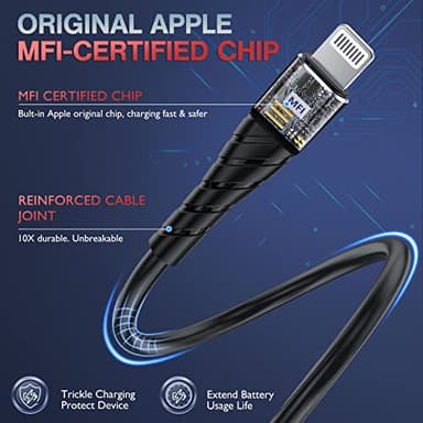 OIITH Apple MFi Certified iPhone Charger Cable 3 Pack 6 Ft, Long Lightning Charging Cord, Fast 2.4A iPhone USB Cord Compatible with iPhone12/11/XS/Max/XR/X/8/8P/7P/6 - Image 6
