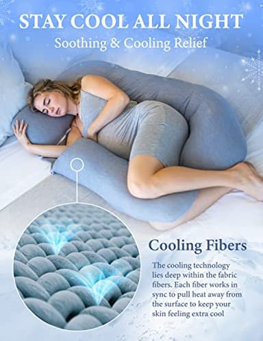 Pharmedoc Pregnancy Pillows, U-Shape Full Body Pillow – Removable Cooling Cover -Dark Grey – Belly and Back Support - Maternity Essential - Pregnancy Must Haves - Image 2