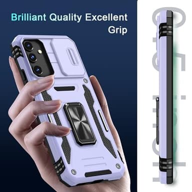 DEERLAMN Case for Samsung Galaxy S25+ Plus 6.7-Inch with Slide Camera Cover+Screen Protector(1 Pack), Rotated Ring Kickstand Military Grade Shockproof Protective Cover-Light Purple - Image 8