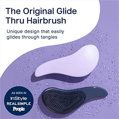 Crave Naturals Glide Thru Hair Brush - Detangler Brush for Curly, Straight, Wet or Dry Hair - Gentle Detangling Brushes for Adults, Kids, Toddlers - Hair Accessories for Women, 7.5x3" - Purple - Image 2