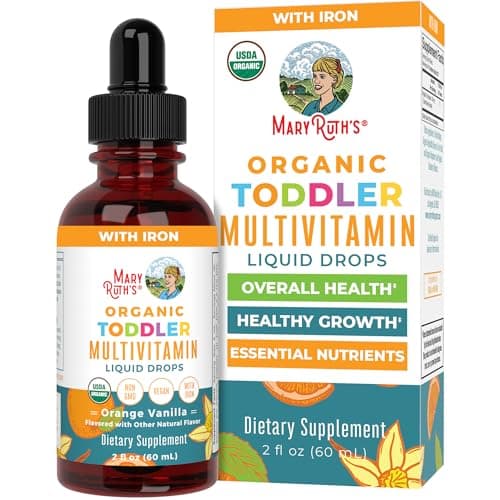 MaryRuth Organics Multivitamin & Multimineral with Iron for Toddlers | USDA Organic | Sugar Free | Multivitamin Liquid Drops for Kids Ages 1-3 | Immune Support | Vegan | Non-GMO | 2 Fl Oz - Image 1