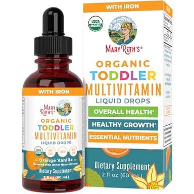 MaryRuth Organics Multivitamin & Multimineral with Iron for Toddlers | USDA Organic | Sugar Free | Multivitamin Liquid Drops for Kids Ages 1-3 | Immune Support | Vegan | Non-GMO | 2 Fl Oz - Image 1