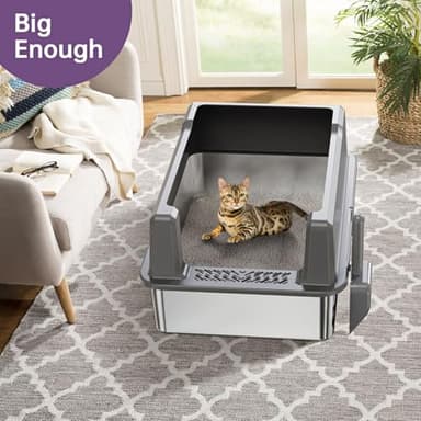 XXXL Stainless Steel Cat Litter Box with High Sides, 28" L x 20" W x 14" H Extra Large Litter Box for Big Cats and Multiple Cats, Enclosure Cat Litter Pan with Anti-Urine Leakage, Easy Clean - Image 7