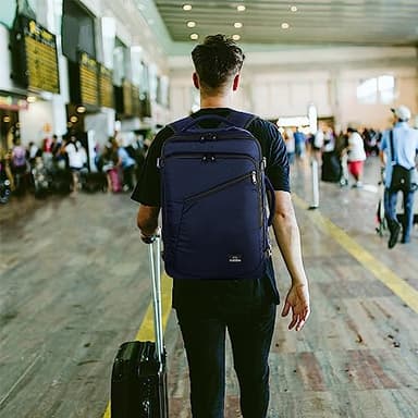 MATEIN Weekender Backpack, Large Capacity Travelling Suitcase Backpack with Strap for Clothes, Expandable Flight Approved Business Carry on Daypack for International Travel, Blue - Image 9