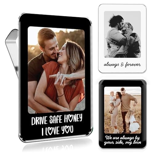 Personalized Car Visor Photo Clip – Custom Acrylic Picture Holder with Text, Gift for Dad, Mom, Husband, Wife, or Girlfriend – Drive Safe Car Accessory for Birthday & Christmas - Image 1