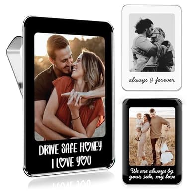 Personalized Car Visor Photo Clip – Custom Acrylic Picture Holder with Text, Gift for Dad, Mom, Husband, Wife, or Girlfriend – Drive Safe Car Accessory for Birthday & Christmas - Image 1