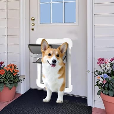 3-Flap Medium Dog Door for Door with Metal Sliding Lock Panel, Energy Efficient Pet Door with Steel Frame, Telescoping Tunnel,Never Rust Ruff Weather Doggie Door (Pets Up to 40 Lb) - Image 8