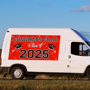 2025 Graduation Party Plastic Backdrop - 65" x 32.7" Congrats Grad Banner in Red, Large Class of 2025 Decorations, Photography & Grad Party Supplies - Image 6