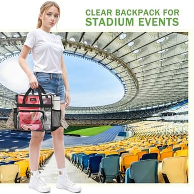 MAY TREE Clear Bag for Stadium Events, 12x6x12 Clear Tote Bag with Removable Strap, Transparent Bag for Concert Sports Festival, Beige Cube-Strap - Image 2