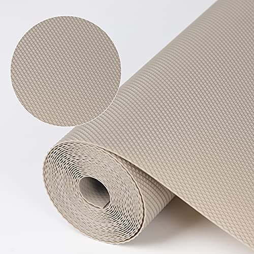 Kitchen Shelf Liner Drawer Liners, Non-Adhesive Refrigerator Liners Waterproof Fridge Mats with Strong Durable Kitchen Cabinets Mat for Drawers, Shelves, Pantry Khaki - Image 1