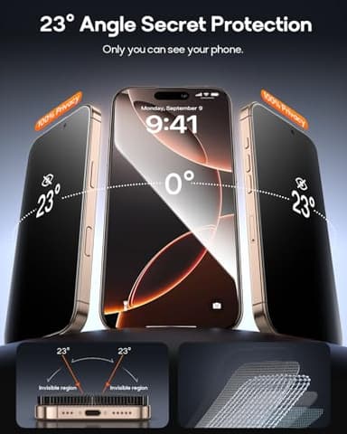 FUNCAT GLOBAL 3 Pack for iPhone 16 Pro Max Tempered Glass Privacy Screen Protector, Dust Free CABIN, Auto Positioning, Bubble Free, Privacy Protection, Easy Installation,9H+ Hardness - Image 3