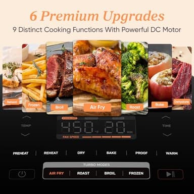 Cosori 9-in-1 TurboBlaze Air Fryer 6 Qt, Premium Ceramic Coating, 90°–450°F, Precise Heating for Even Results, Air Fry, Roast, Bake, Broil, Dry, Frozen, Proof, Reheat, Keep Warm, 120V - Image 5