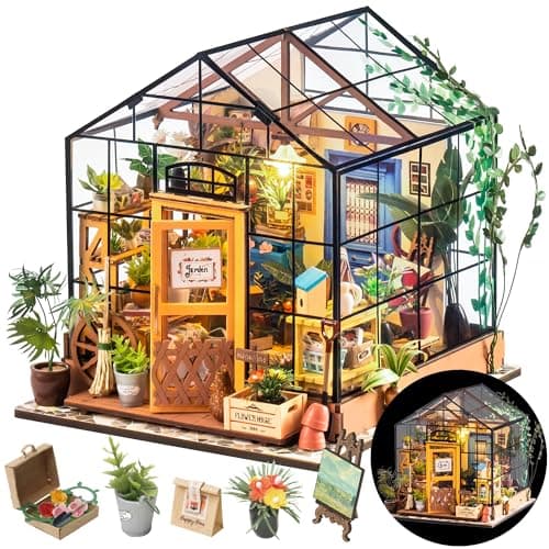 Rolife DIY Miniature Greenhouse Kit, Tiny/Mini House Making Kit with Furniture for Adults, Furniture, Halloween/Christmas Decorations, Gifts for Family and Friends (Cathy's Greenhouse) - Image 1