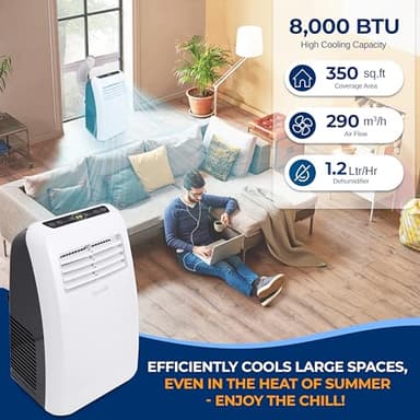 SereneLife 3-in-1 Portable Air Conditioner with Built-in Dehumidifier Function,Fan Mode, Remote Control, Complete Window Mount Exhaust Kit - Image 2