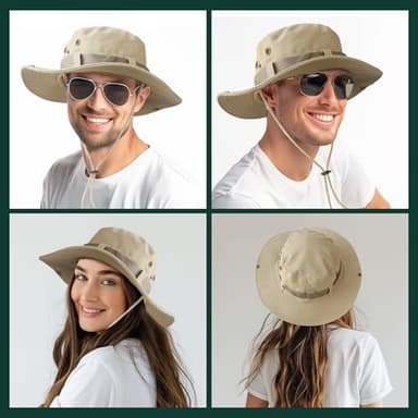 AGLIFEFY Sun Hats for Men Women Bucket Hat Safari Boonie Hat Outdoor UPF 50+ Boonie Hat Foldable Fishing Hats Black (with Webbing) - Image 7