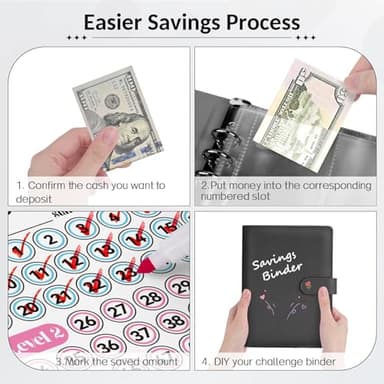 Sooez 100 Envelope Money Saving Challenge Book with 100 Pocket Pre-Numbered & Reusable Laminated Tracker - Image 5