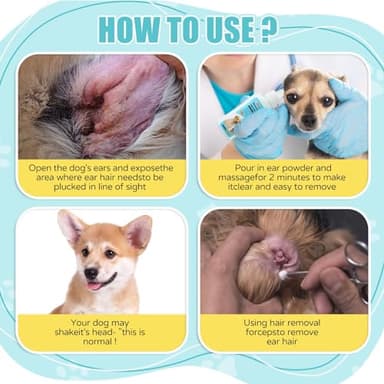 OMYGYM Ear Powder for Dogs and Cats - 50g/1.8 oz – Dog Ear Infection Treatment with Dog Ear Hair Removal Tool – Ear Powder for Dogs Plucking & Hair Removal – Clears Wax, Odor - Image 4