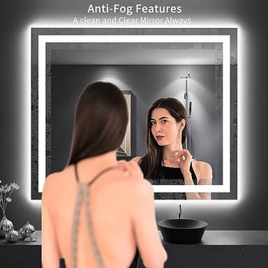LOAAO 48"X40" LED Bathroom Mirror with Lights, Anti-Fog, Dimmable, Backlit + Front Lit, Lighted Bathroom Vanity Mirror for Wall, Memory Function, Tempered Glass, Shatter-Proof, ETL Listed - Image 2