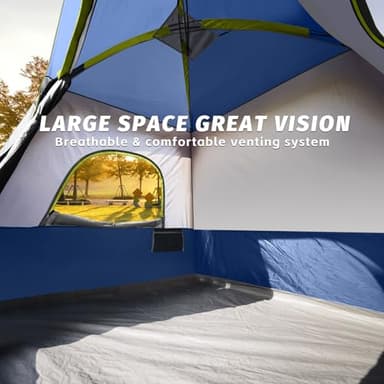 UNP 4-Person Tent, Portable Cabin Tent, Camping Tent 4-Person Easy Set Up, Waterproof with Top Rainfly for Outdoor Camping/Hiking (Dark Blue) - Image 3