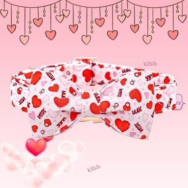 Bobo Rainbow Dog Collar - Valentine's Dog Collar Bows for Dogs Bow Pink Adjustable Dog Collar Girl Pet Gift Spring Dog Collar for Medium Small Large Dogs - Image 4