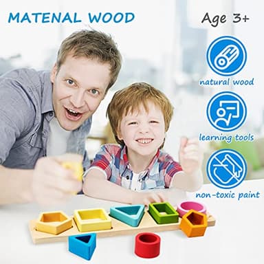 Symdiro Montessori Toys for 1 2 3 Year Old Boys Girls-Wooden Sorting & Stacking Toys for Baby Toddlers,Educational Shape Color Sorter Preschool Kids Gifts… - Image 6