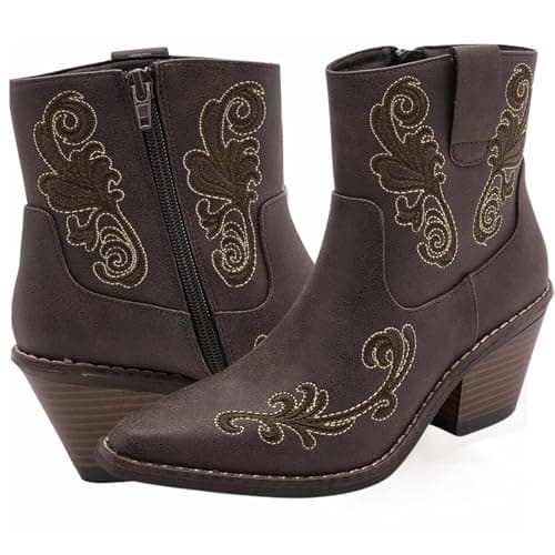 Canyon Trails - Western Boots for Women - Ankle Style Cowgirl Boots (Dark Brown- Arlene) Comfortable Women Cowboy Boots for Women & Teen Girls - Women Cowgirl Boot, Dark Brown, 11 - Image 1