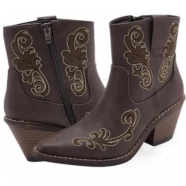 Canyon Trails - Western Boots for Women - Ankle Style Cowgirl Boots (Dark Brown- Arlene) Comfortable Women Cowboy Boots for Women & Teen Girls - Women Cowgirl Boot, Dark Brown, 11 - Image 1