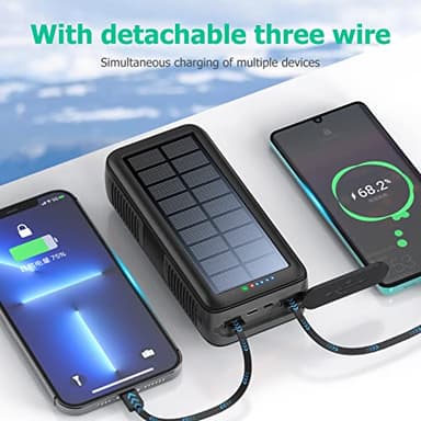 boogostore Solar Charger Power Bank 63200mAh, Portable Charger with Dual Outputs & Dual Inputs 4 LEDs Flashlight, Hand Crank Power Bank Fast Charging Battery Pack for Outdoor Camping Survival Gear - Image 2