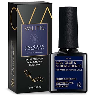 Valitic Strong Nail Glue and Strengthener - Quick Dry Brush On Gel for Long Lasting Nails - Adhesive Bond for False Nails - Strengthener for Nail Tips - 1 PACK - Image 1