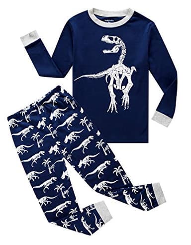 Family Feeling Dinosaur Little Boys Long Sleeve Pajamas Sets Cotton Pyjamas Kids Pjs Size 5 Blue - Image 1