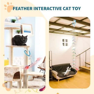 Interactive Cat Toys for Indoor Cats,Enrichment Stimulation Toys, Electric Hanging Door Clip Ribbon Kitty Toy,Automatic Play Chase Exercise Feather Toys for Bored Indoor Adult & Kitten Cats - Image 8