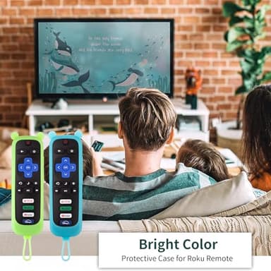 2 Pack Cute Roku Remote Cover - Silicone Protective Case for Roku TV TCL - Anti Slip Remote Sleeve Glow in The Dark (Glow Green + Glow Blue) - Image 7