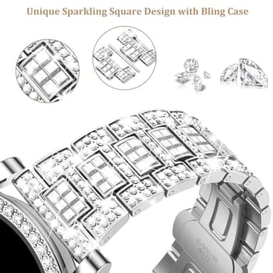 Mesime Compatible for Apple Watch Band with Screen Protector Case, Jewelry Replacement Bands 46mm 45mm 44mm 42mm 41mm 40 mm 38mm 2 Pack Protective Cover for iWatch Series 11/10/9/8/7/6/5/4/3/2/1/SE Women - Image 2